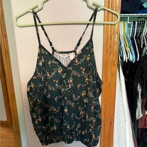 Green Floral Sleeveless Camisole Relaxed Fit